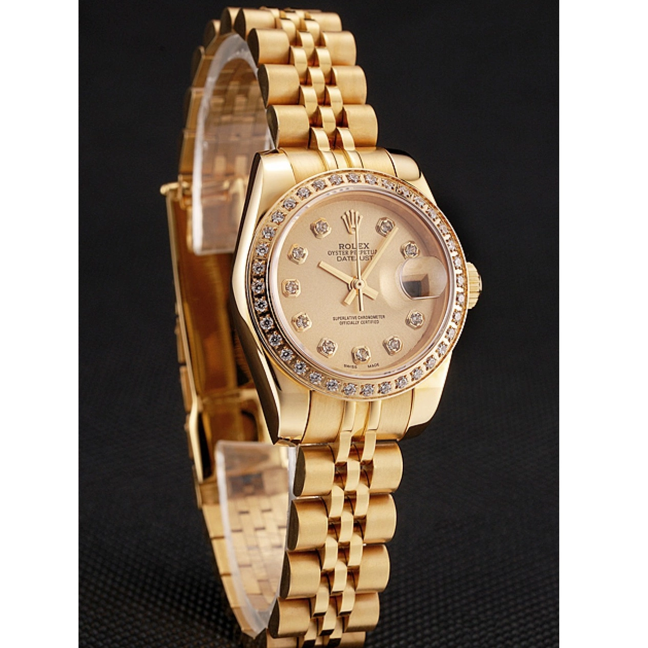 Good Copy Rolex Watches Bracelet Rolex Lady-Datejust Champagne Jubilee Bezel Gold Swiss Diamond Dial 1454096 0727